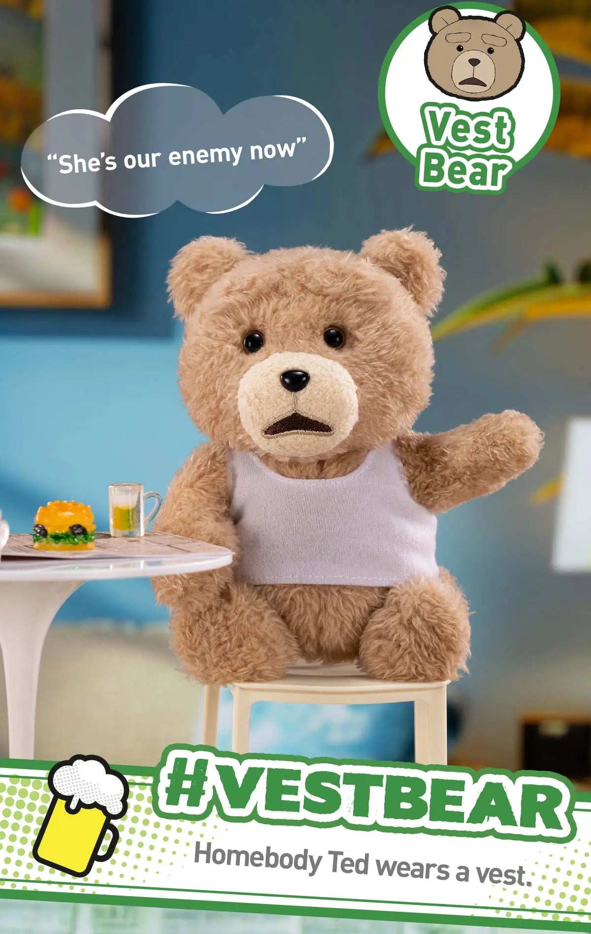 Ted2 Teddy Bear Action Plush Keychain Pendant