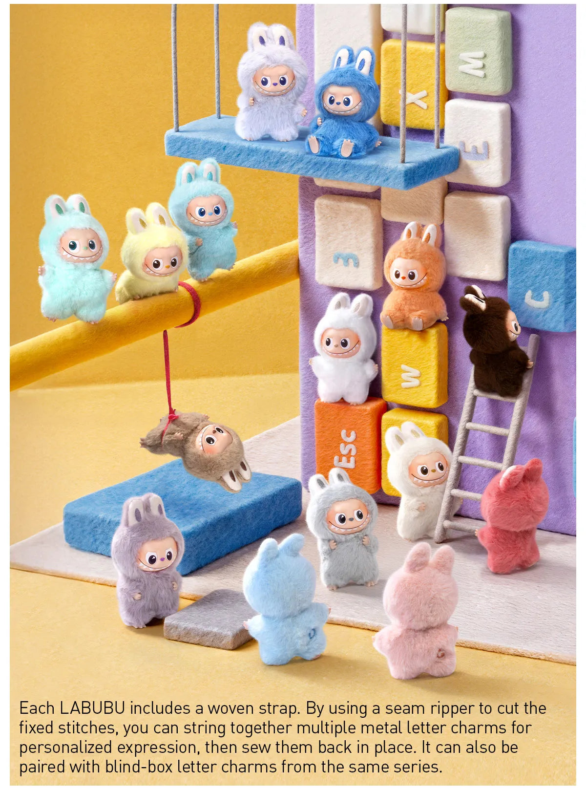 THE MONSTERS Labubu Version 4 Pin for Love Series-Vinyl Plush Pendant Blind Box (A-M)&(N-Z)